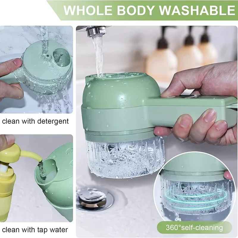 4 in 1 Electric Handheld Cooking Hammer Vegetable Cutter Set Electric Food Chopper Multifunction Vegetable Fruit Slicer
